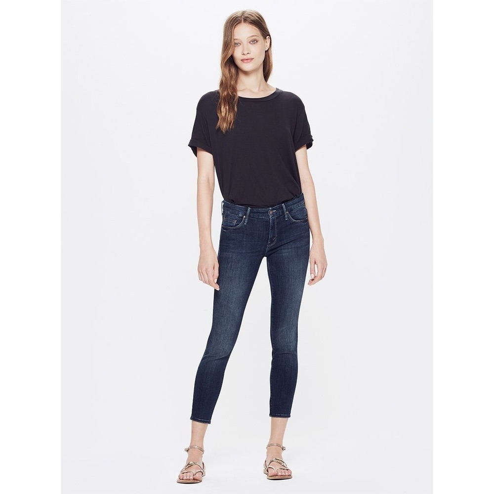 Mother The Looker Crop Jeans Here Kitty Kitty Dark Wash Skinny 25